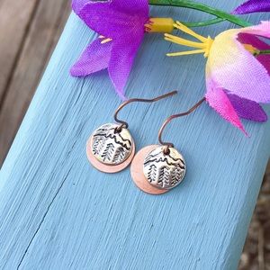 Mountain And Tree Earrings, Double Discs Earrings